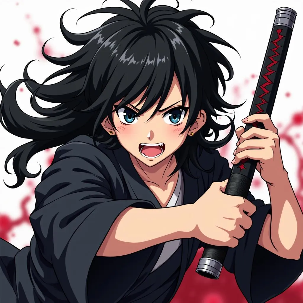 Hình ảnh anime nam ngầu với kiếm katana