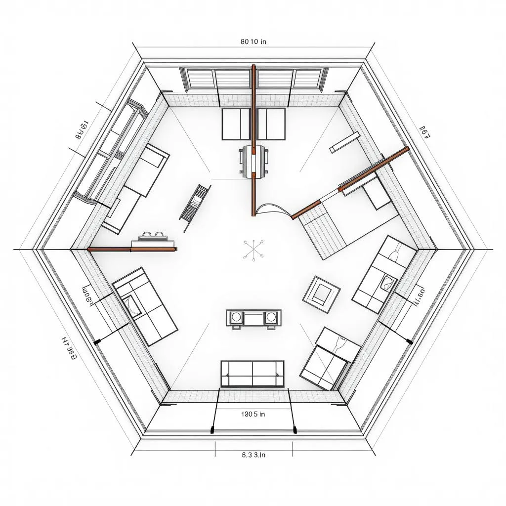 Bản vẽ CAD lầu lục giác hiện đại