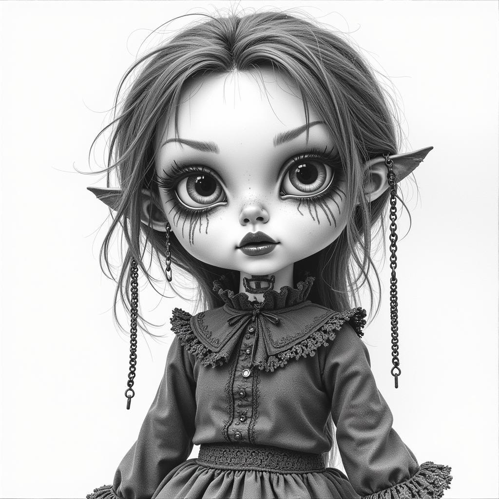 Bản vẽ art doll dị phong cách gothic