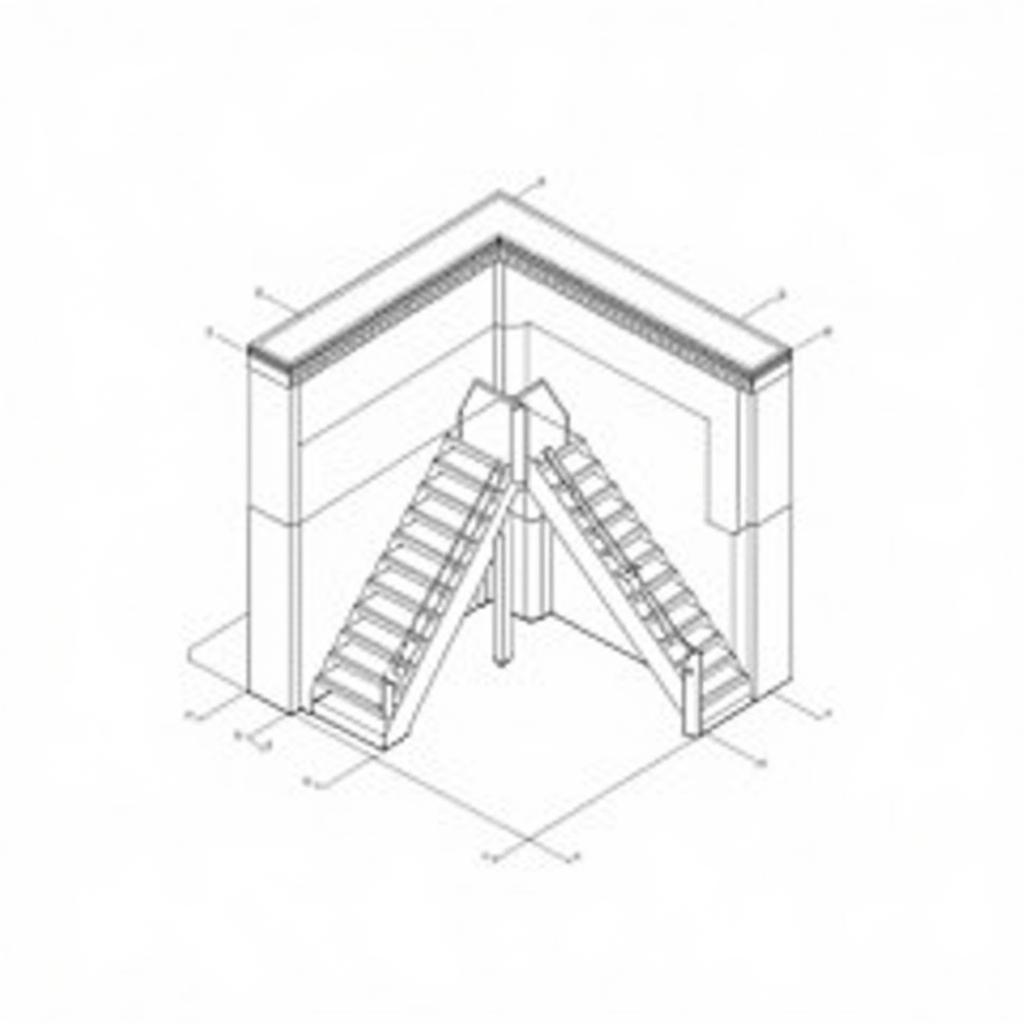 Bản vẽ CAD cầu thang 2 vế chữ L tiết kiệm diện tích