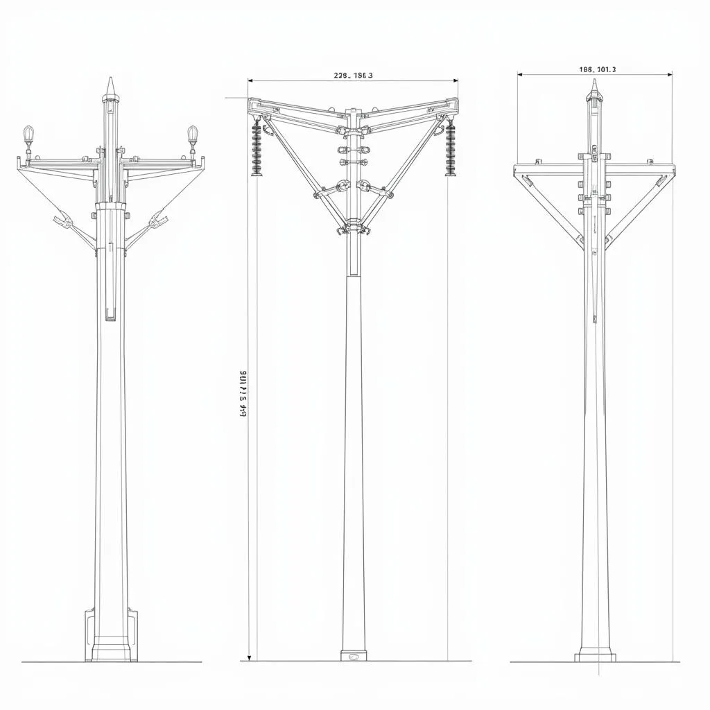 Hình chiếu bản vẽ CAD cột điện