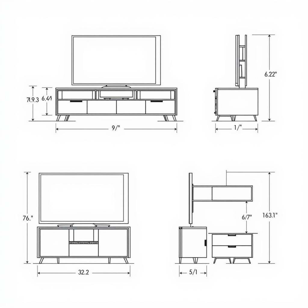 Bản vẽ CAD kệ tivi hiện đại