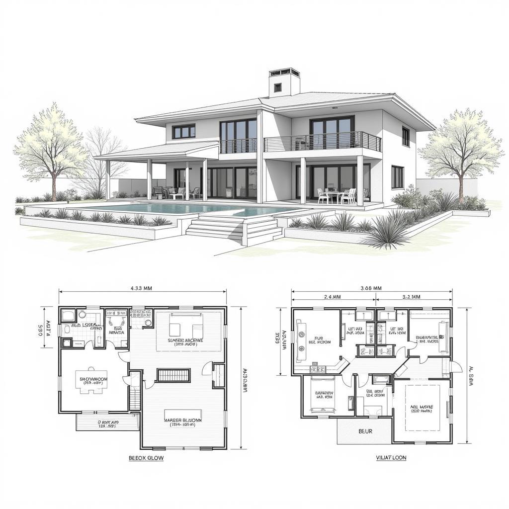 Bản vẽ CAD nhà biệt thự hiện đại