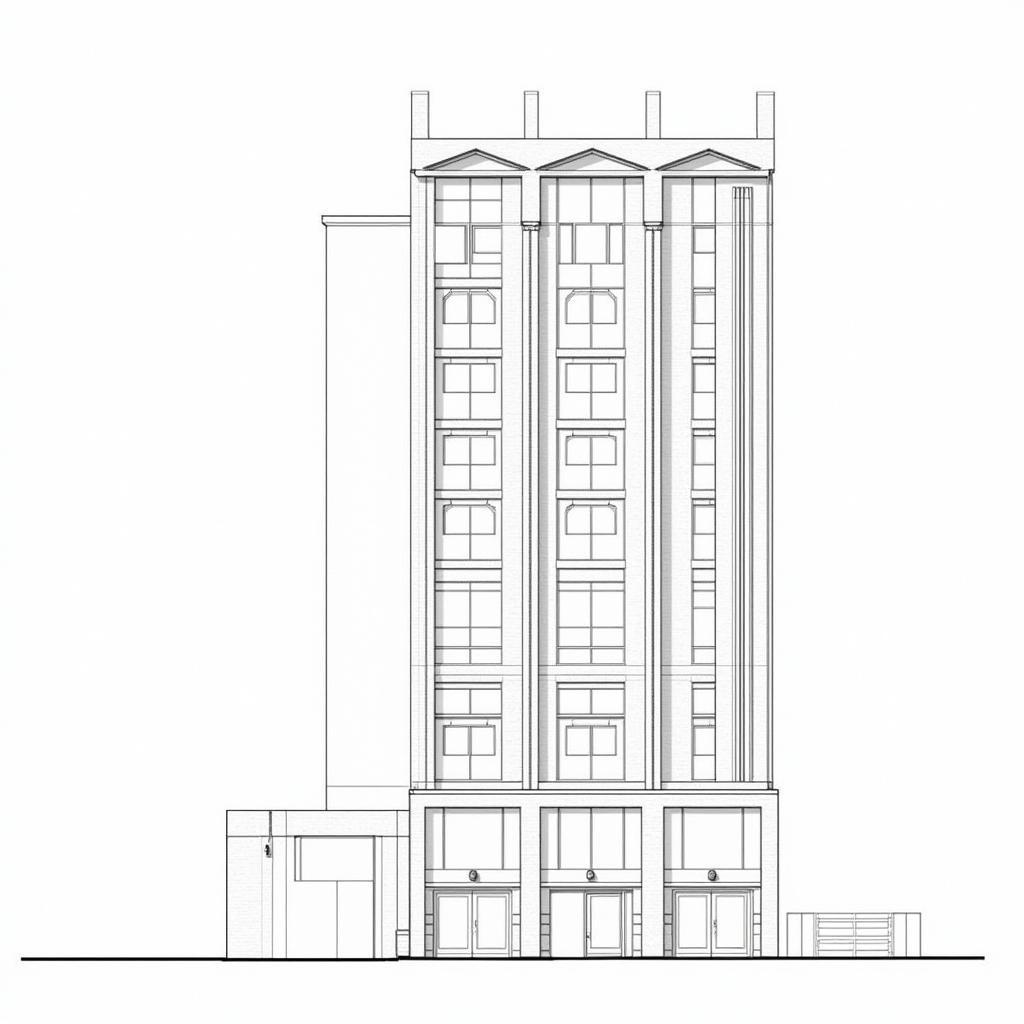 Mặt tiền bản vẽ CAD nhà cao tầng