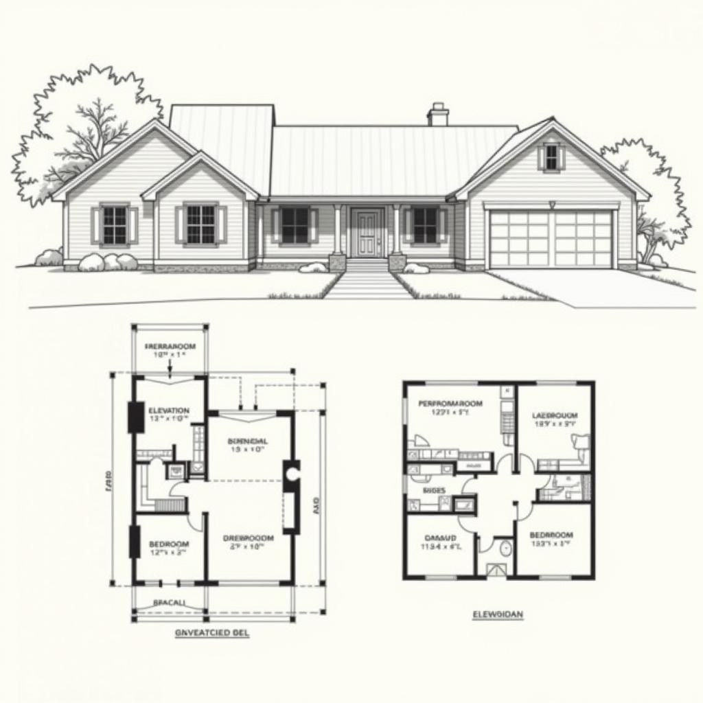 Bản vẽ CAD nhà cấp 4 mái 2PN chi tiết