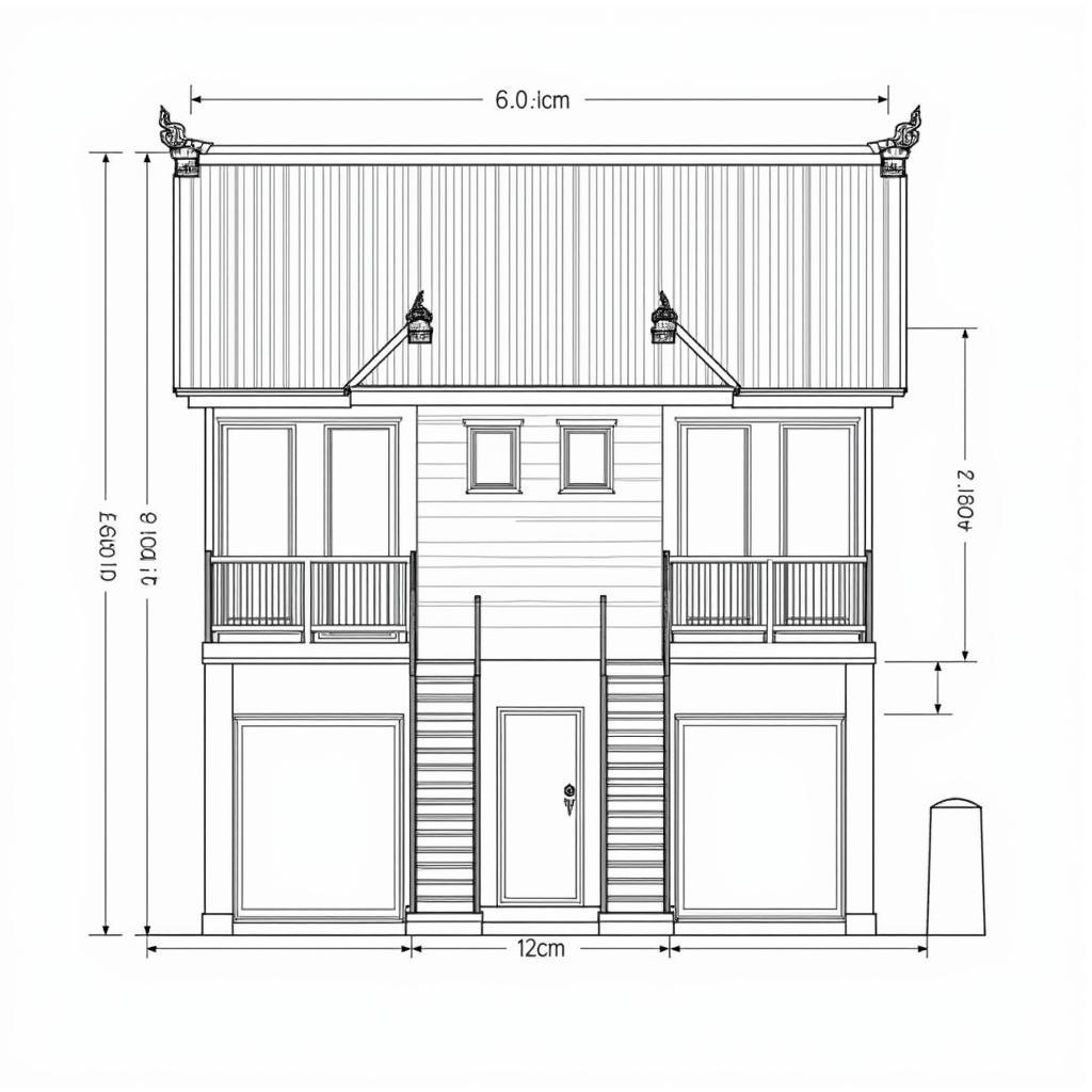 Bản vẽ CAD nhà phố mái thái 3 tầng