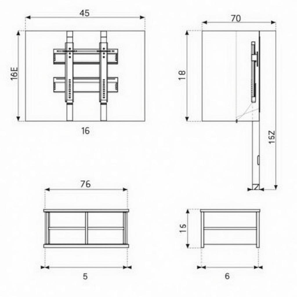 Bản vẽ chi tiết kệ tivi treo tường