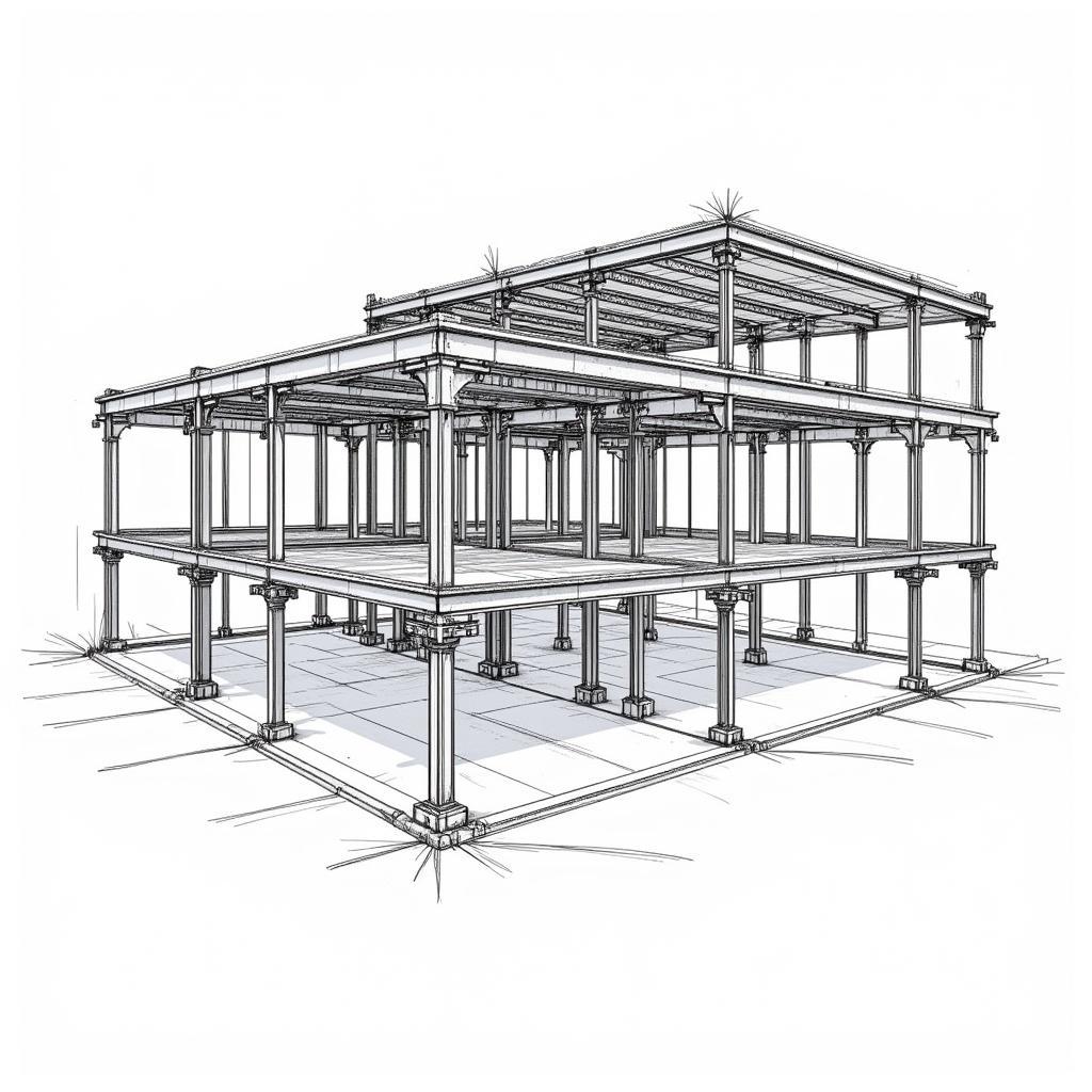 Bản vẽ kết cấu thép chi tiết cho công trình 5 tầng