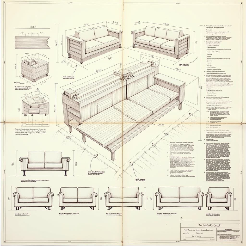 Bản vẽ kỹ thuật bộ sofa