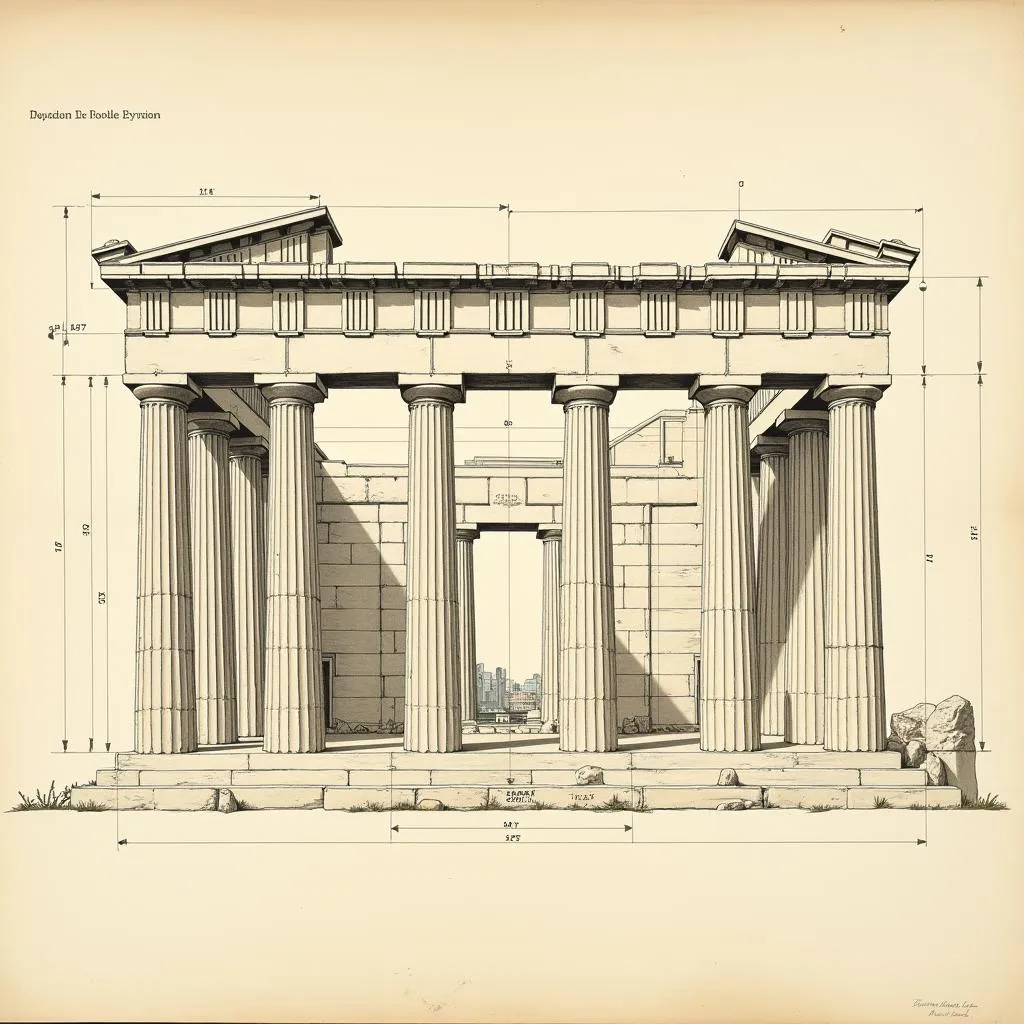 Bản vẽ kỹ thuật đền Parthenon