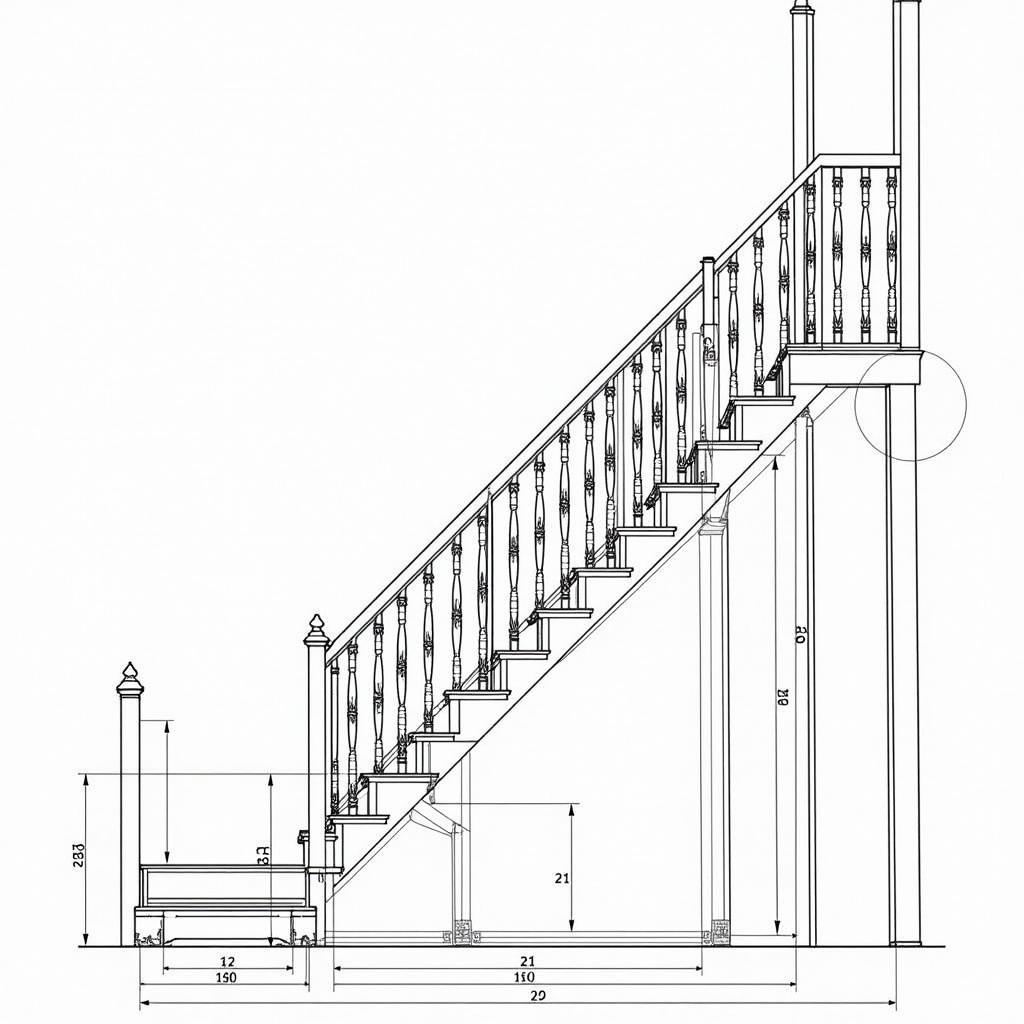 Bản vẽ kỹ thuật thang sắt ngoài trời