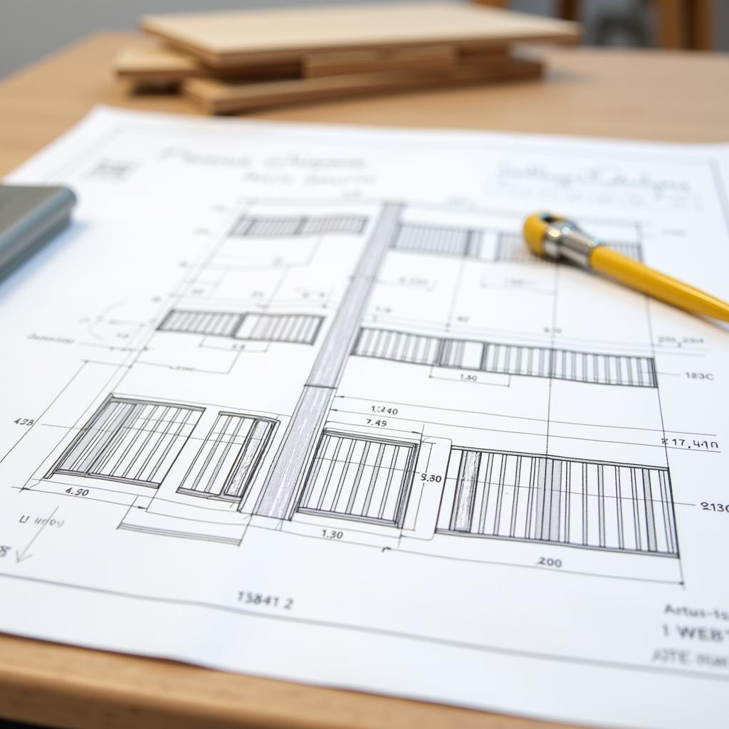 Modern fence design on a drawing board