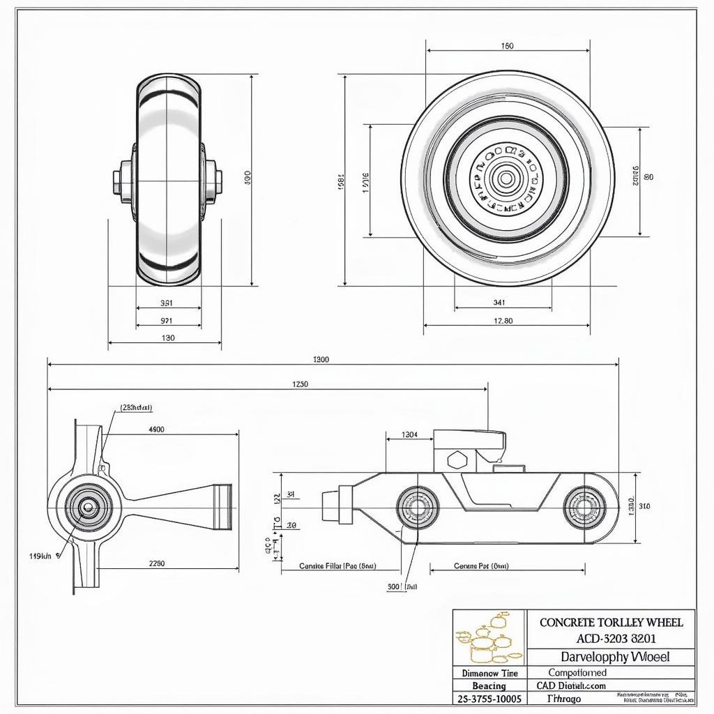 Bản vẽ CAD bánh xe đẩy bê tông