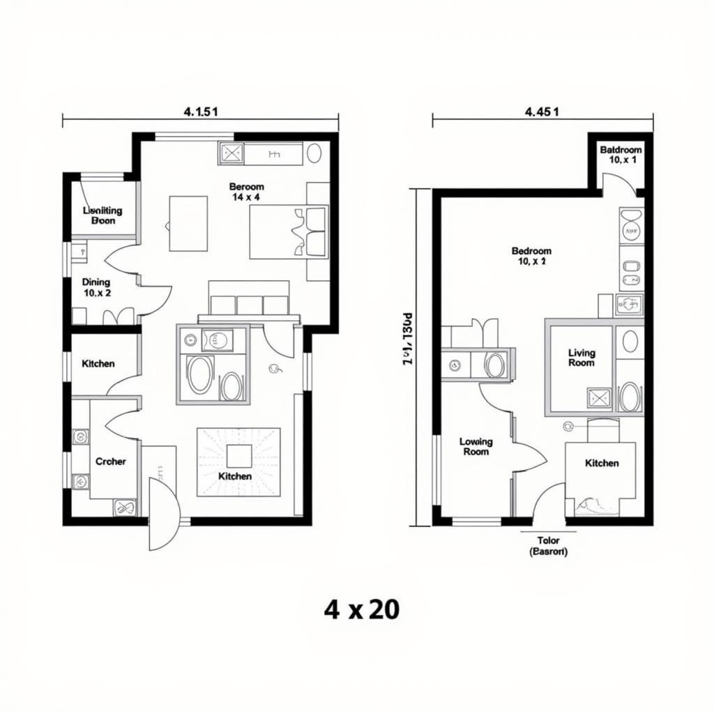 Bố trí mặt bằng nhà 2 tầng 4x20