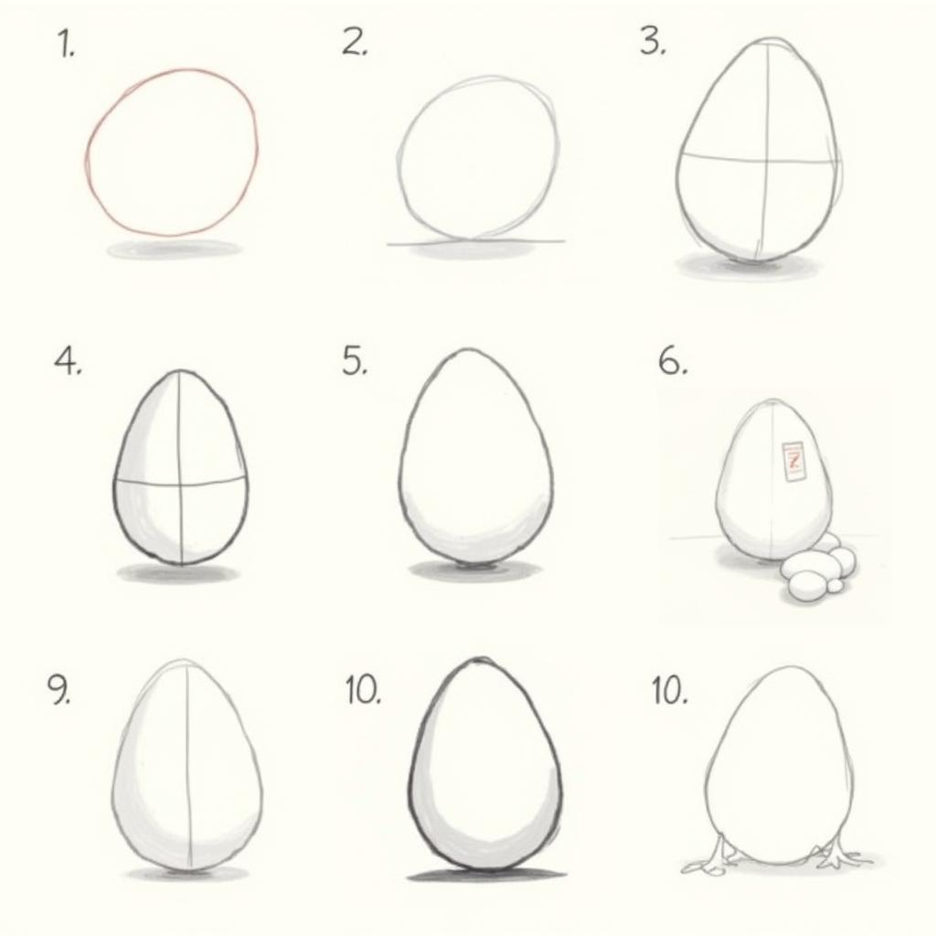 Steps to draw an egg