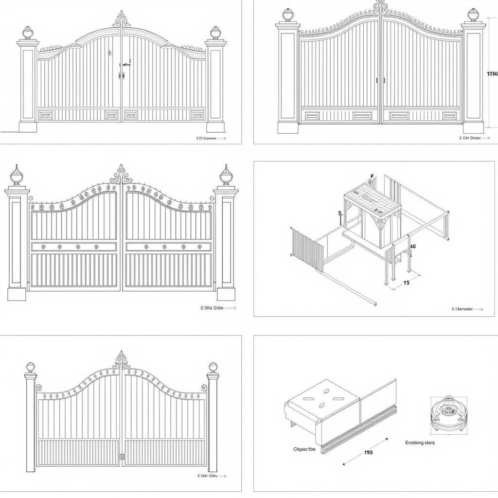 Các loại bản vẽ CAD cổng sắt hộp