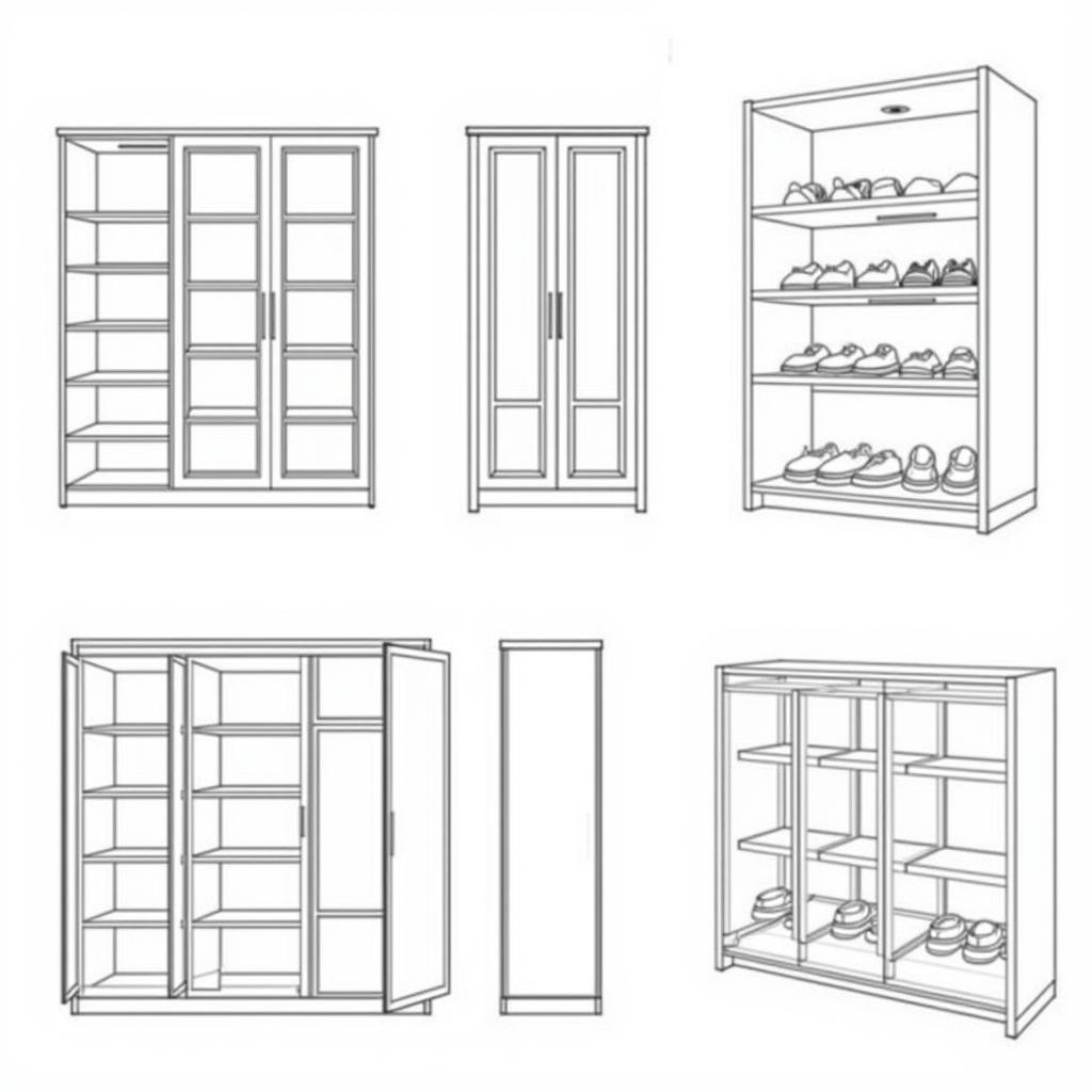 Các loại bản vẽ CAD tủ giày