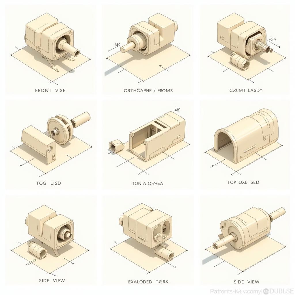 Different types of projections in 3D vise drawing