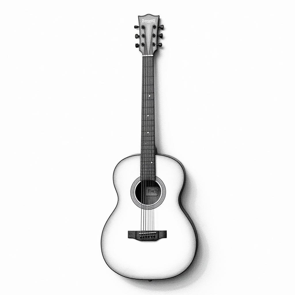 Cách vẽ đàn guitar đơn giản