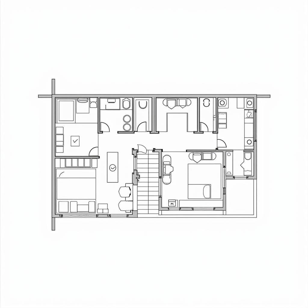 Mặt bằng nhà ống 5x20m 2 phòng ngủ