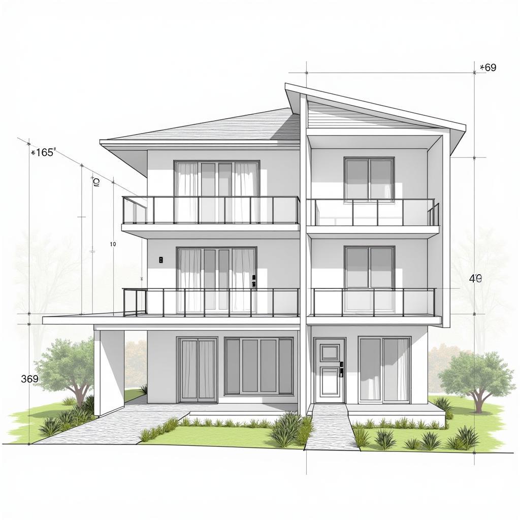 Mẫu bản vẽ CAD nhà phố 30m2 4 tầng hiện đại