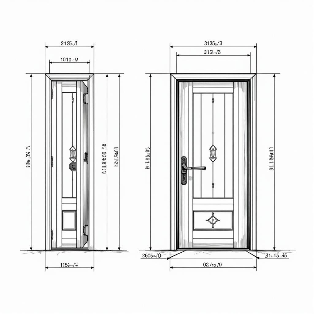 Mẫu bản vẽ cửa sắt bọc tôn hiện đại