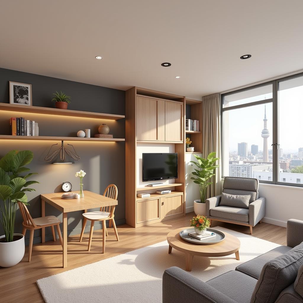 3D Visualization of a Stylish Studio Apartment