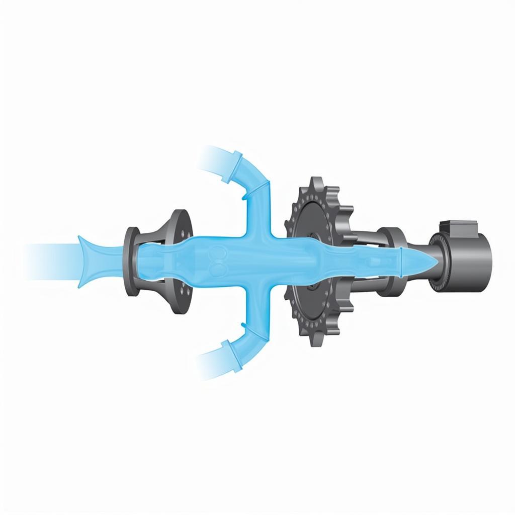 Schematic diagram illustrating the working principle of a double-shaft horizontal pump.