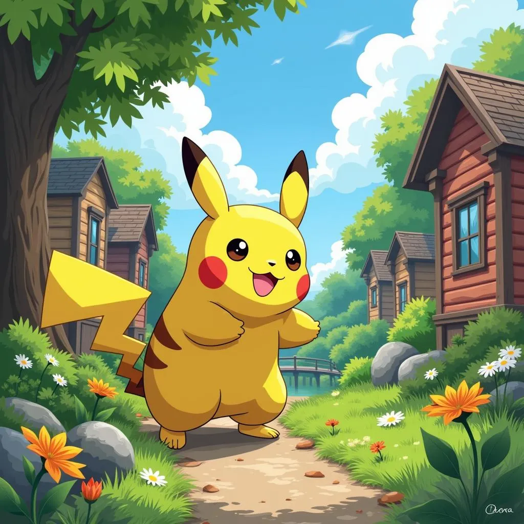 Sử dụng phối cảnh cho Pikachu