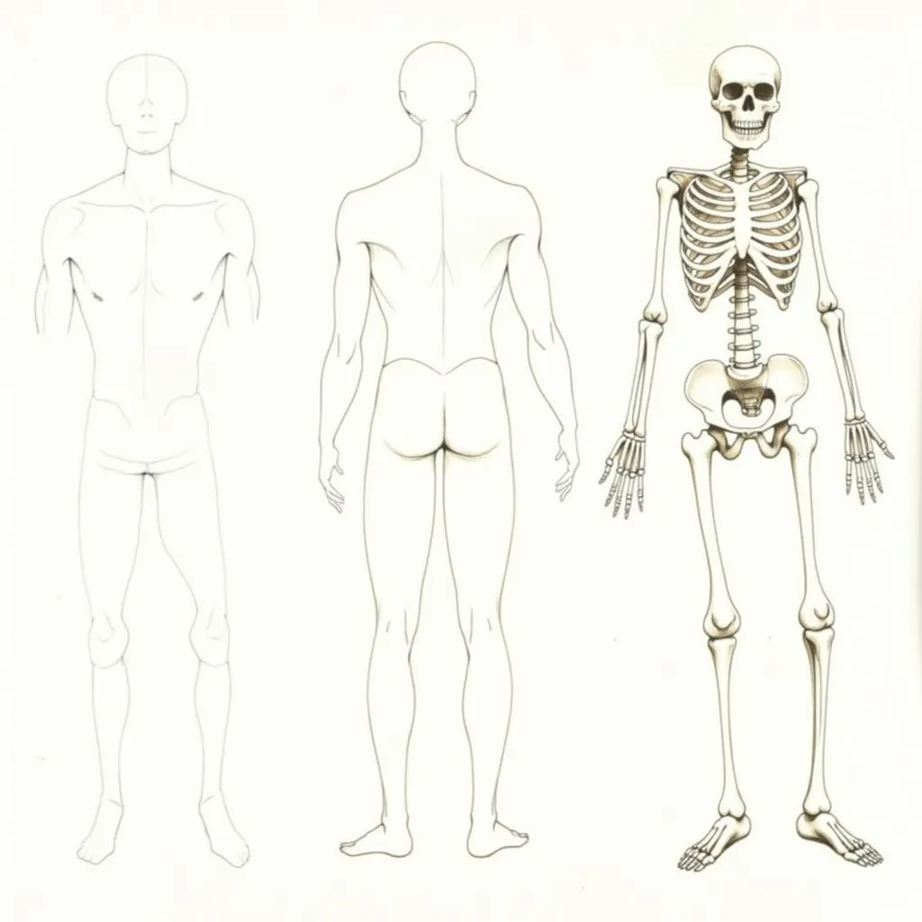 Các bước vẽ bộ xương người
