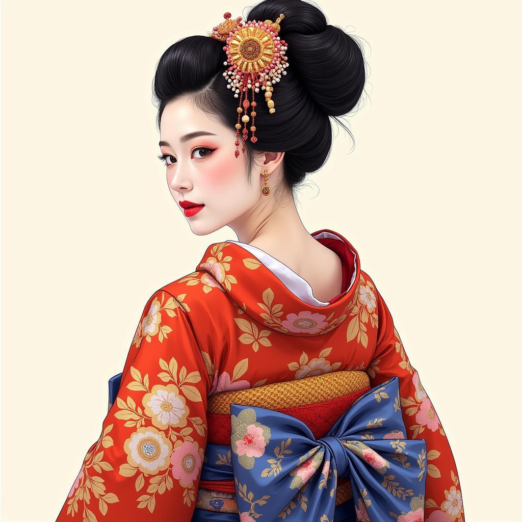 Vẽ chi tiết trang phục Geisha