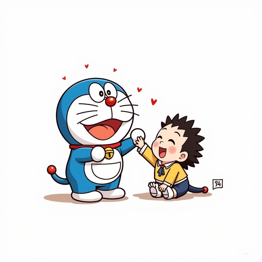 Bức tranh vẽ Doraemon và Nobita