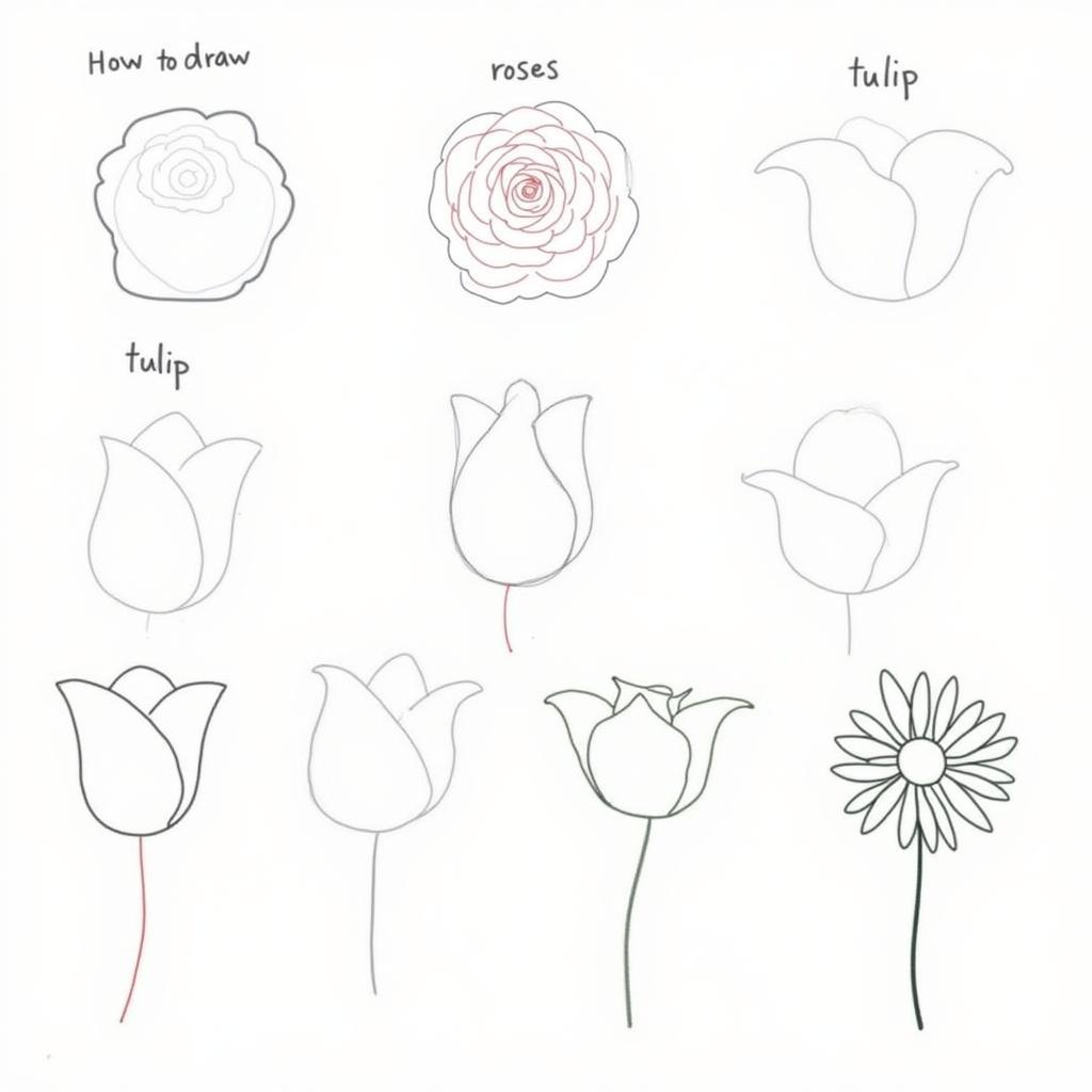 Drawing Different Types of Flowers