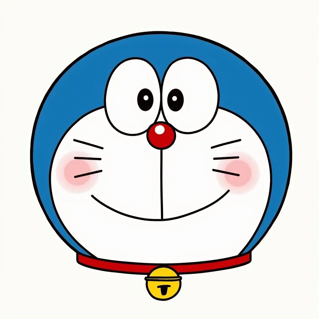 Vẽ khuôn mặt, tai và chuông của Doraemon