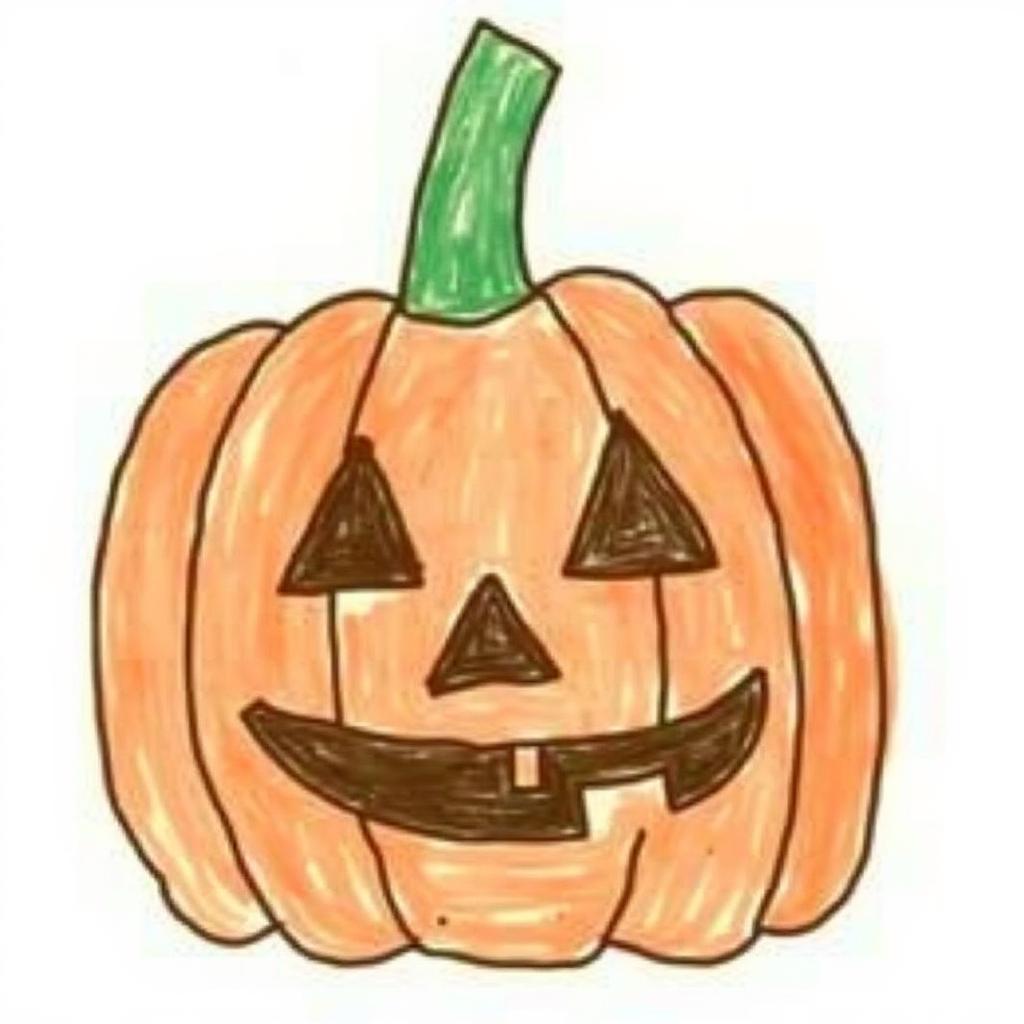 Bé vẽ quả bí ngô Halloween ngộ nghĩnh