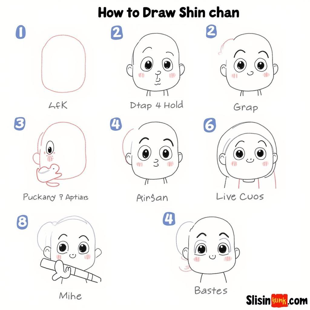 Hướng dẫn vẽ Shin cậu bé bút chì đơn giản