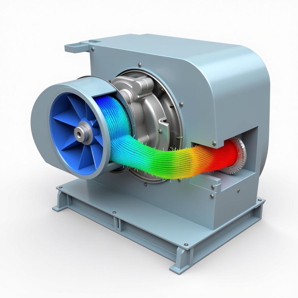 Mô phỏng hoạt động của máy thổi khí trên bản vẽ 3D