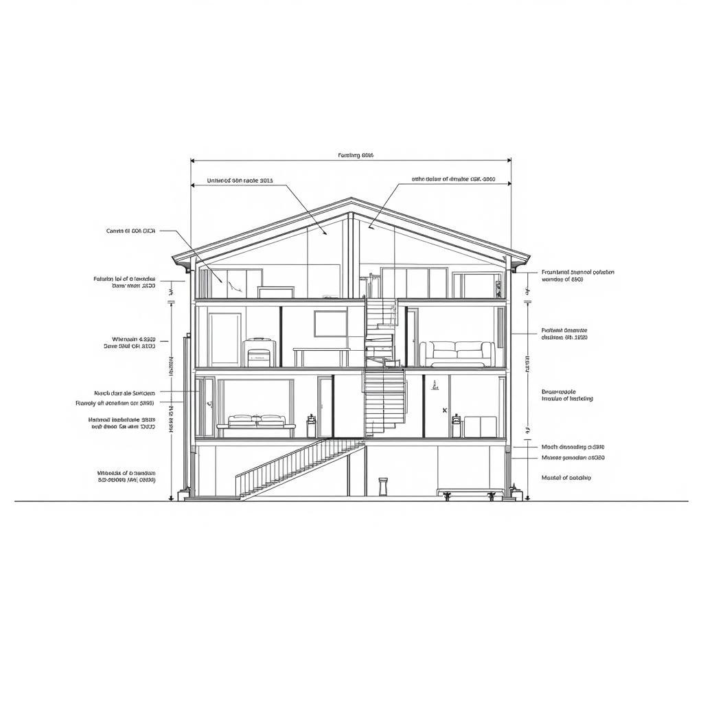 Bản vẽ AutoCAD biệt thự 3 tầng mặt cắt