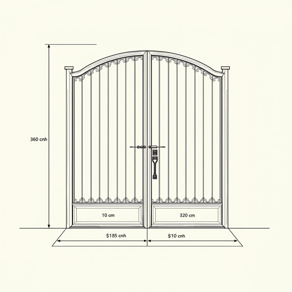 Bản vẽ CAD cửa sắt 2 cánh