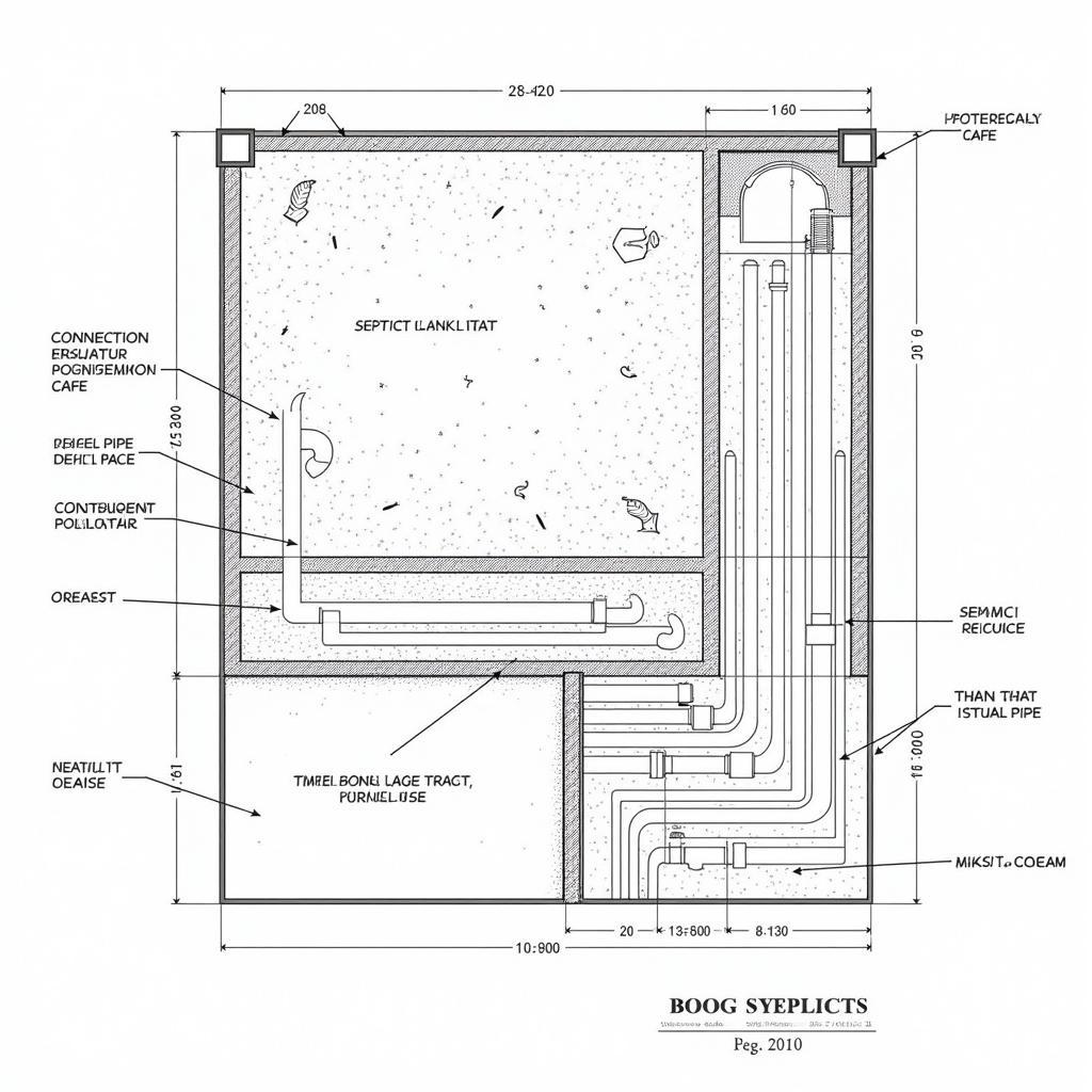 Bản vẽ CAD chi tiết hệ thống đi ống bể tự hoại