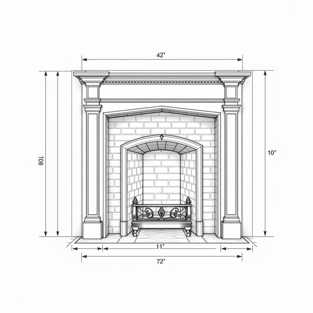 Bản vẽ CAD lò sưởi cổ điển