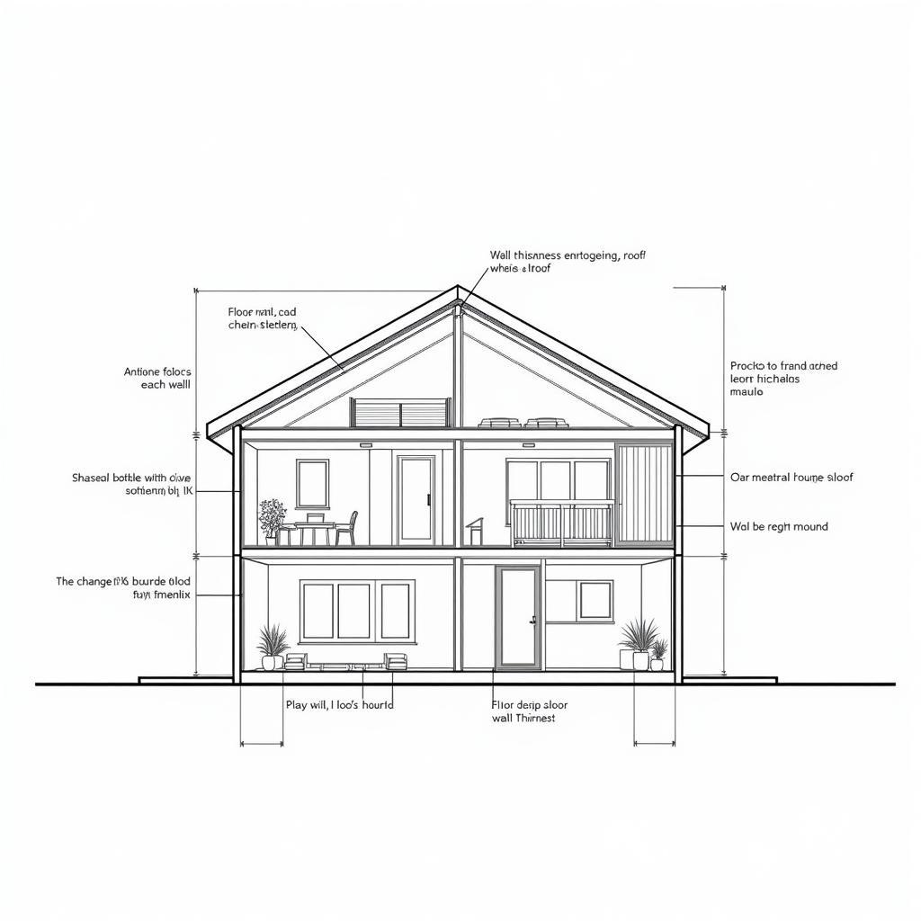 Bản vẽ CAD nhà 2 tầng 10x10m mặt cắt