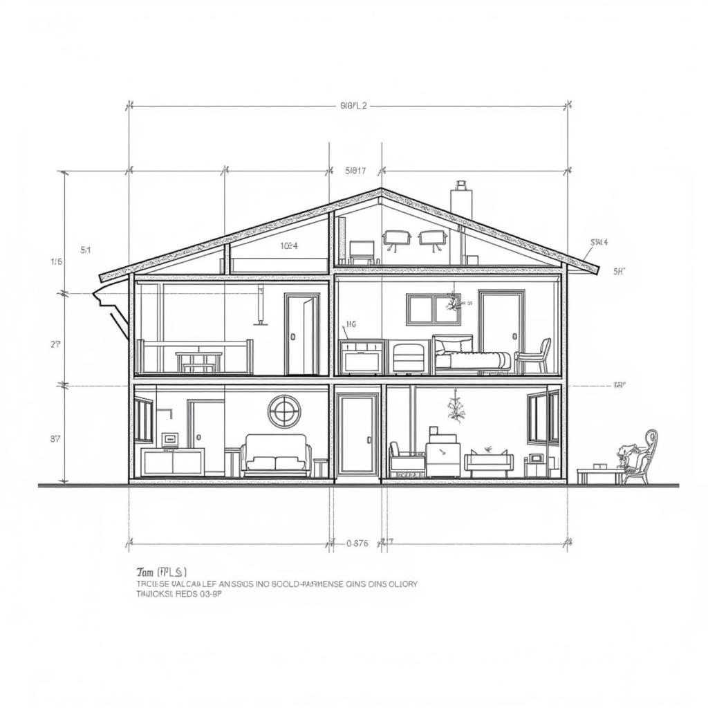 Bản vẽ CAD nhà 2 tầng 5x17 mặt cắt