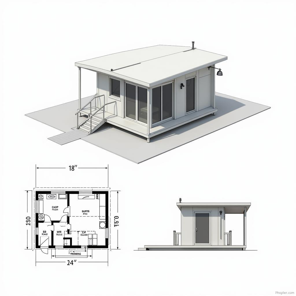 Bản vẽ CAD nhà bảo vệ hiện đại