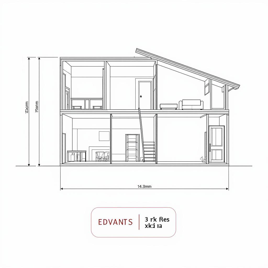 Bản vẽ CAD mặt cắt nhà phố 3 tầng 4x25m chi tiết