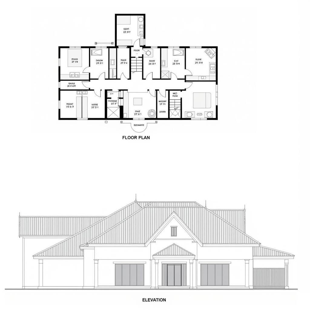 Bản vẽ CAD mặt bằng và mặt đứng nhà phố 4 tầng mái thái