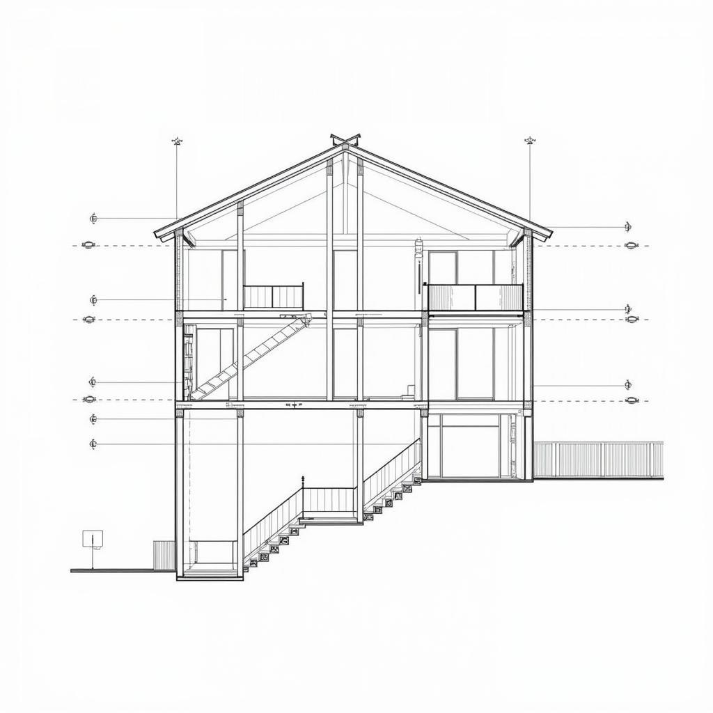 Bản vẽ CAD nhà phố lô gốc - Mặt cắt