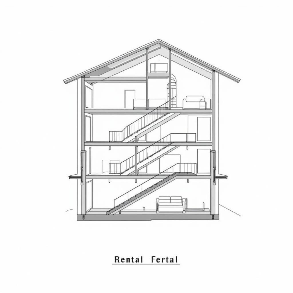 Bản vẽ CAD mặt cắt nhà trọ 5x20m