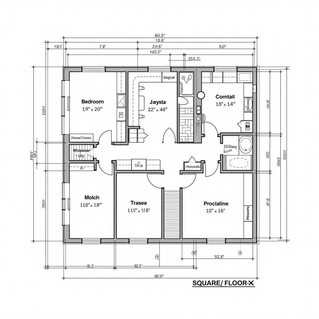 Bản vẽ CAD nhà vuông 2 tầng cổ điển