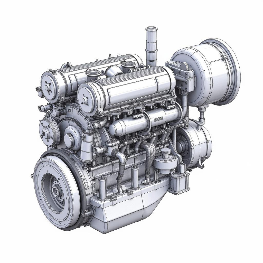 Bản vẽ CAD ô tô tải chi tiết động cơ